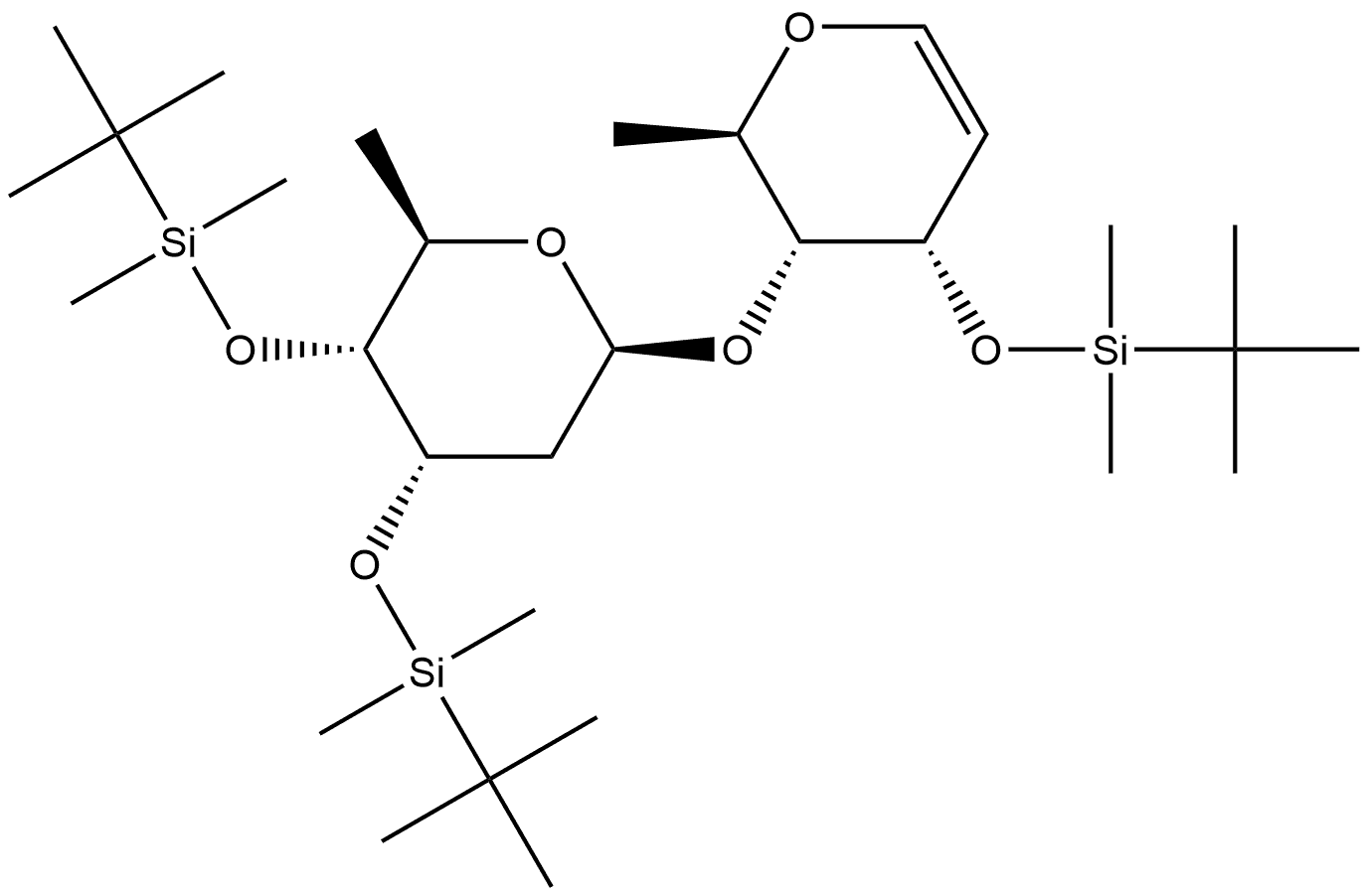 D-ribo-Hex-1-enitol, 1,5-anhydro-2,6-dideoxy-4-O-[2,6-dideoxy-3,4-bis-O-[(1,1-dimethylethyl)dimethylsilyl]-β-D-ribo-hexopyranosyl]-3-O-[(1,1-dimethylethyl)dimethylsilyl]- 结构式