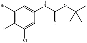 (3-溴-5-氯-4-碘苯基)氨基甲酸叔丁酯 结构式