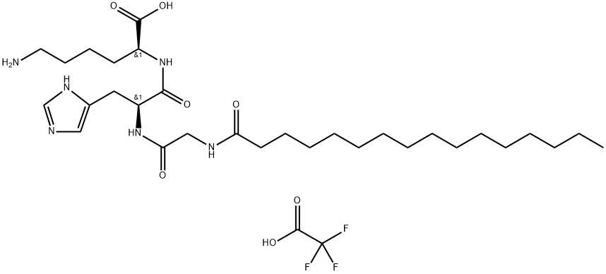 (S) -2-((S)-3-(1H-咪唑-5-基)-2-(2-棕榈酰胺基)丙酰胺基)-6-氨基己酸三氟乙酸盐 结构式