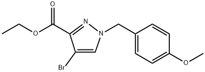 4-溴-1-(4-甲氧基苄基)-1H-吡唑-3-甲酸乙酯 结构式