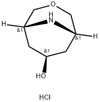 3-Oxa-9-azabicyclo[3.3.1]nonan-7-ol, hydrochloride (1:1), (7-exo)- 结构式