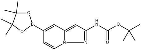 (5-(4,4,5,5-四甲基-1,3,2-二氧硼杂环戊烷-2-基)吡唑并[1,5-A]吡啶-2-基)氨基甲酸叔丁酯 结构式