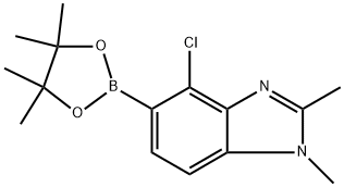 4-氯-1,2-二甲基-5-(4,4,5,5-四甲基-1,3,2-二氧杂硼烷-2-基)-1H-苯并[D]咪唑 结构式