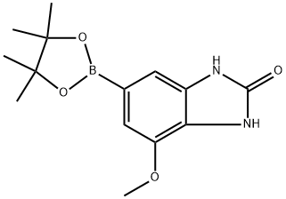 4-甲氧基-6-(4,4,5,5-四甲基-1,3,2-二氧杂硼烷-2-基)-1,3-二氢-2H-苯并[D]咪唑-2-酮 结构式