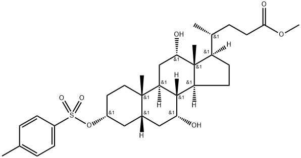 Cholan-24-oic acid, 7,12-dihydroxy-3-[[(4-methylphenyl)sulfonyl]oxy]-, methyl ester, (3α,5β,7α,12α)- 结构式