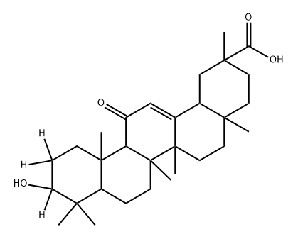 10-hydroxy-2,4a,6a,6b,9,9,12a-heptamethyl-13-oxo-1,2,3,4,4a,5,6,6a,6b,7,8,8a,9,10,11,12,12a,12b,13,14b-icosahydropicene-2-carboxylic-10,11,11-d3 acid 结构式