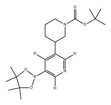 tert-butyl 3-(5-(4,4,5,5-tetramethyl-1,3,2-dioxaborolan-2-yl)pyridin-3-yl-2,4,6-d3)piperidine-1-carboxylate 结构式