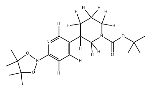 tert-butyl 3-(6-(4,4,5,5-tetramethyl-1,3,2-dioxaborolan-2-yl)pyridin-3-yl-2,4,5-d3)piperidine-1-carboxylate-2,2,3,4,4,5,5,6,6-d9 结构式
