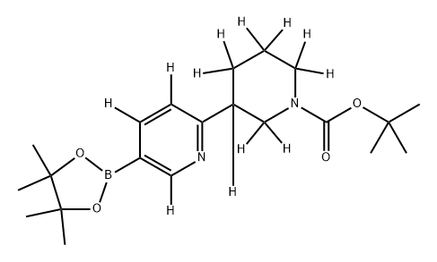 tert-butyl 3-(5-(4,4,5,5-tetramethyl-1,3,2-dioxaborolan-2-yl)pyridin-2-yl-3,4,6-d3)piperidine-1-carboxylate-2,2,3,4,4,5,5,6,6-d9 结构式