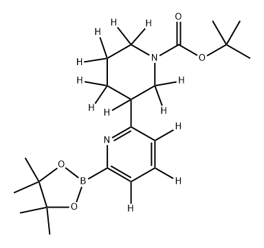 tert-butyl 3-(6-(4,4,5,5-tetramethyl-1,3,2-dioxaborolan-2-yl)pyridin-2-yl-3,4,5-d3)piperidine-1-carboxylate-2,2,3,4,4,5,5,6,6-d9 结构式