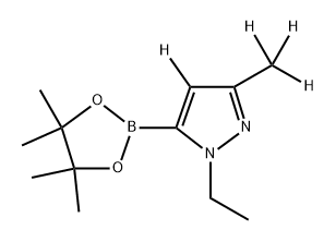 1-ethyl-3-(methyl-d3)-5-(4,4,5,5-tetramethyl-1,3,2-dioxaborolan-2-yl)-1H-pyrazole-4-d 结构式