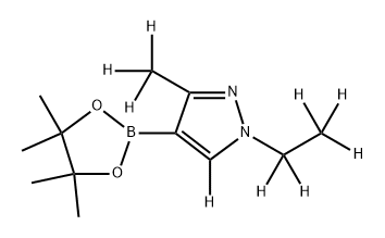 1-(ethyl-d5)-3-(methyl-d3)-4-(4,4,5,5-tetramethyl-1,3,2-dioxaborolan-2-yl)-1H-pyrazole-5-d 结构式