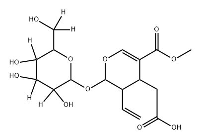 2-(5-(methoxycarbonyl)-2-((3,4,5-trihydroxy-6-(hydroxymethyl-d2)tetrahydro-2H-pyran-2-yl-3,4,5-d3)oxy)-3-vinyl-3,4-dihydro-2H-pyran-4-yl)acetic acid 结构式