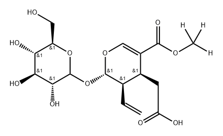2-((2S,3R,4S)-5-((methoxy-d3)carbonyl)-2-(((3R,4S,5S,6R)-3,4,5-trihydroxy-6-(hydroxymethyl)tetrahydro-2H-pyran-2-yl)oxy)-3-vinyl-3,4-dihydro-2H-pyran-4-yl)acetic acid 结构式
