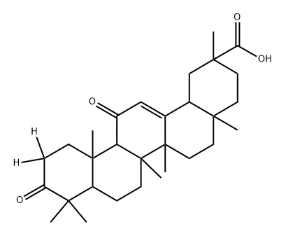 2,4a,6a,6b,9,9,12a-heptamethyl-10,13-dioxo-1,2,3,4,4a,5,6,6a,6b,7,8,8a,9,10,11,12,12a,12b,13,14b-icosahydropicene-2-carboxylic-11,11-d2 acid 结构式