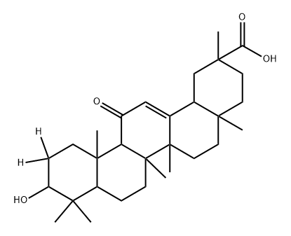 10-hydroxy-2,4a,6a,6b,9,9,12a-heptamethyl-13-oxo-1,2,3,4,4a,5,6,6a,6b,7,8,8a,9,10,11,12,12a,12b,13,14b-icosahydropicene-2-carboxylic-11,11-d2 acid 结构式