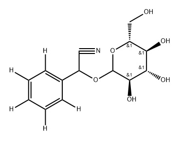 2-(phenyl-d5)-2-(((3R,4S,5S,6R)-3,4,5-trihydroxy-6-(hydroxymethyl)tetrahydro-2H-pyran-2-yl)oxy)acetonitrile 结构式