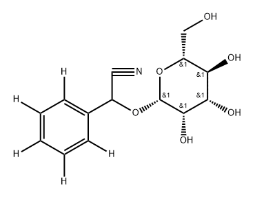 2-(phenyl-d5)-2-(((2R,3S,4S,5S,6R)-3,4,5-trihydroxy-6-(hydroxymethyl)tetrahydro-2H-pyran-2-yl)oxy)acetonitrile 结构式