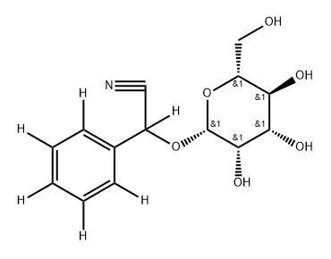 2-(phenyl-d5)-2-(((2R,3S,4S,5S,6R)-3,4,5-trihydroxy-6-(hydroxymethyl)tetrahydro-2H-pyran-2-yl)oxy)acetonitrile-d 结构式