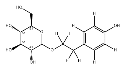 (2R,3S,4S,5R)-2-(hydroxymethyl)-6-(2-(4-hydroxyphenyl-2,3,5,6-d4)ethoxy-1,1,2,2-d4)tetrahydro-2H-pyran-3,4,5-triol 结构式