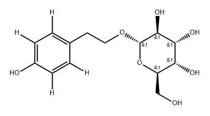 (2R,3S,4R,5S,6S)-2-(hydroxymethyl)-6-(2-(4-hydroxyphenyl-2,3,5,6-d4)ethoxy)tetrahydro-2H-pyran-3,4,5-triol 结构式