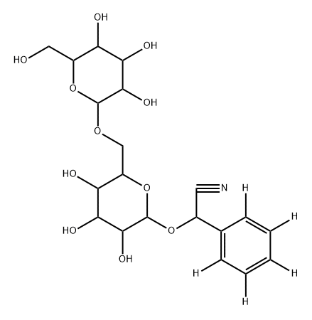 2-(phenyl-d5)-2-((3,4,5-trihydroxy-6-(((3,4,5-trihydroxy-6-(hydroxymethyl)tetrahydro-2H-pyran-2-yl)oxy)methyl)tetrahydro-2H-pyran-2-yl)oxy)acetonitrile 结构式