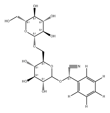 (2S)-2-(phenyl-d5)-2-(((3R,4S,5S,6R)-3,4,5-trihydroxy-6-((((2R,3R,4S,5S,6R)-3,4,5-trihydroxy-6-(hydroxymethyl)tetrahydro-2H-pyran-2-yl)oxy)methyl)tetrahydro-2H-pyran-2-yl)oxy)acetonitrile 结构式