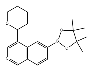 4-(tetrahydro-2H-pyran-2-yl)-6-(4,4,5,5-tetramethyl-1,3,2-dioxaborolan-2-yl)isoquinoline 结构式