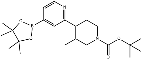 tert-butyl 3-methyl-4-(4-(4,4,5,5-tetramethyl-1,3,2-dioxaborolan-2-yl)pyridin-2-yl)piperidine-1-carboxylate 结构式