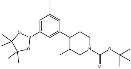 3-(1-BOC-3-甲基-4-哌啶基)-5-氟苯硼酸频哪醇酯 结构式