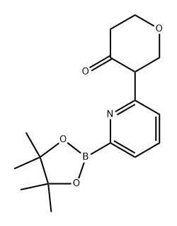 3-(6-(4,4,5,5-tetramethyl-1,3,2-dioxaborolan-2-yl)pyridin-2-yl)tetrahydro-4H-pyran-4-one 结构式