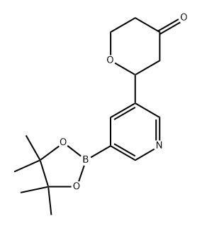 2-(5-(4,4,5,5-tetramethyl-1,3,2-dioxaborolan-2-yl)pyridin-3-yl)tetrahydro-4H-pyran-4-one 结构式