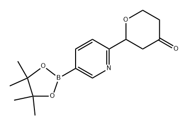 2-(5-(4,4,5,5-tetramethyl-1,3,2-dioxaborolan-2-yl)pyridin-2-yl)tetrahydro-4H-pyran-4-one 结构式