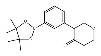 3-(3-(4,4,5,5-tetramethyl-1,3,2-dioxaborolan-2-yl)phenyl)tetrahydro-4H-pyran-4-one 结构式