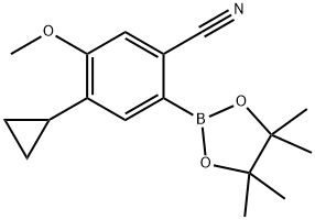 4-cyclopropyl-5-methoxy-2-(4,4,5,5-tetramethyl-1,3,2-dioxaborolan-2-yl)benzonitrile 结构式