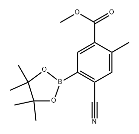methyl 4-cyano-2-methyl-5-(4,4,5,5-tetramethyl-1,3,2-dioxaborolan-2-yl)benzoate 结构式