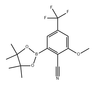 2-methoxy-6-(4,4,5,5-tetramethyl-1,3,2-dioxaborolan-2-yl)-4-(trifluoromethyl)benzonitrile 结构式