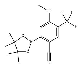 4-methoxy-2-(4,4,5,5-tetramethyl-1,3,2-dioxaborolan-2-yl)-5-(trifluoromethyl)benzonitrile 结构式