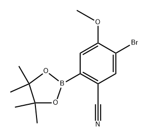 5-bromo-4-methoxy-2-(4,4,5,5-tetramethyl-1,3,2-dioxaborolan-2-yl)benzonitrile 结构式