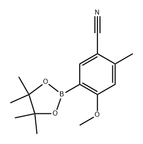 4-methoxy-2-methyl-5-(4,4,5,5-tetramethyl-1,3,2-dioxaborolan-2-yl)benzonitrile 结构式
