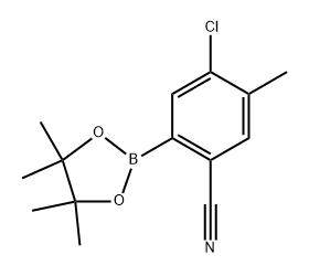 4-chloro-5-methyl-2-(4,4,5,5-tetramethyl-1,3,2-dioxaborolan-2-yl)benzonitrile 结构式