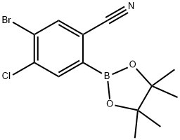 5-bromo-4-chloro-2-(4,4,5,5-tetramethyl-1,3,2-dioxaborolan-2-yl)benzonitrile 结构式