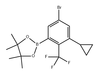 2-(5-bromo-3-cyclopropyl-2-(trifluoromethyl)phenyl)-4,4,5,5-tetramethyl-1,3,2-dioxaborolane 结构式