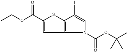 4-(叔丁基)2-乙基6-碘-4H-噻吩并[3,2-B]吡咯-2,4-二羧酸盐 结构式