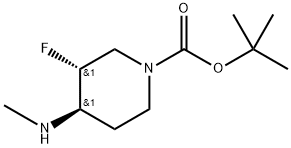 叔丁基(3R,4R)-3-氟-4-(甲胺基)哌啶-1-羧酸盐 结构式