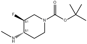 叔丁基(3S,4S)-3-氟-4-(甲胺基)哌啶-1-羧酸盐 结构式