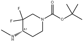 (S)-3,3-二氟-4-(甲胺基)哌啶-1-羧酸叔丁酯 结构式