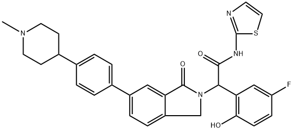 2-(5-氟-2-羟基苯基)-2-(6-(4-(1-甲基哌啶-4-基)苯基)-1-氧代异吲哚啉-2-基)-N-(噻唑-2-基)乙酰胺 结构式