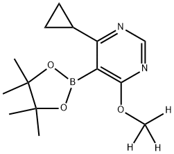 4-环丙基-6-(甲氧基-D3)-5-(4,4,5,5-四甲基-1,3,2-二氧杂硼-2-基)嘧啶 结构式