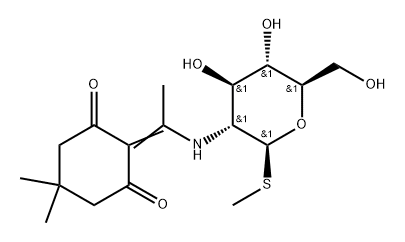 .beta.-D-Glucopyranoside, methyl 2-deoxy-2-1-(4,4-dimethyl-2,6-dioxocyclohexylidene)ethylamino-1-thio- 结构式